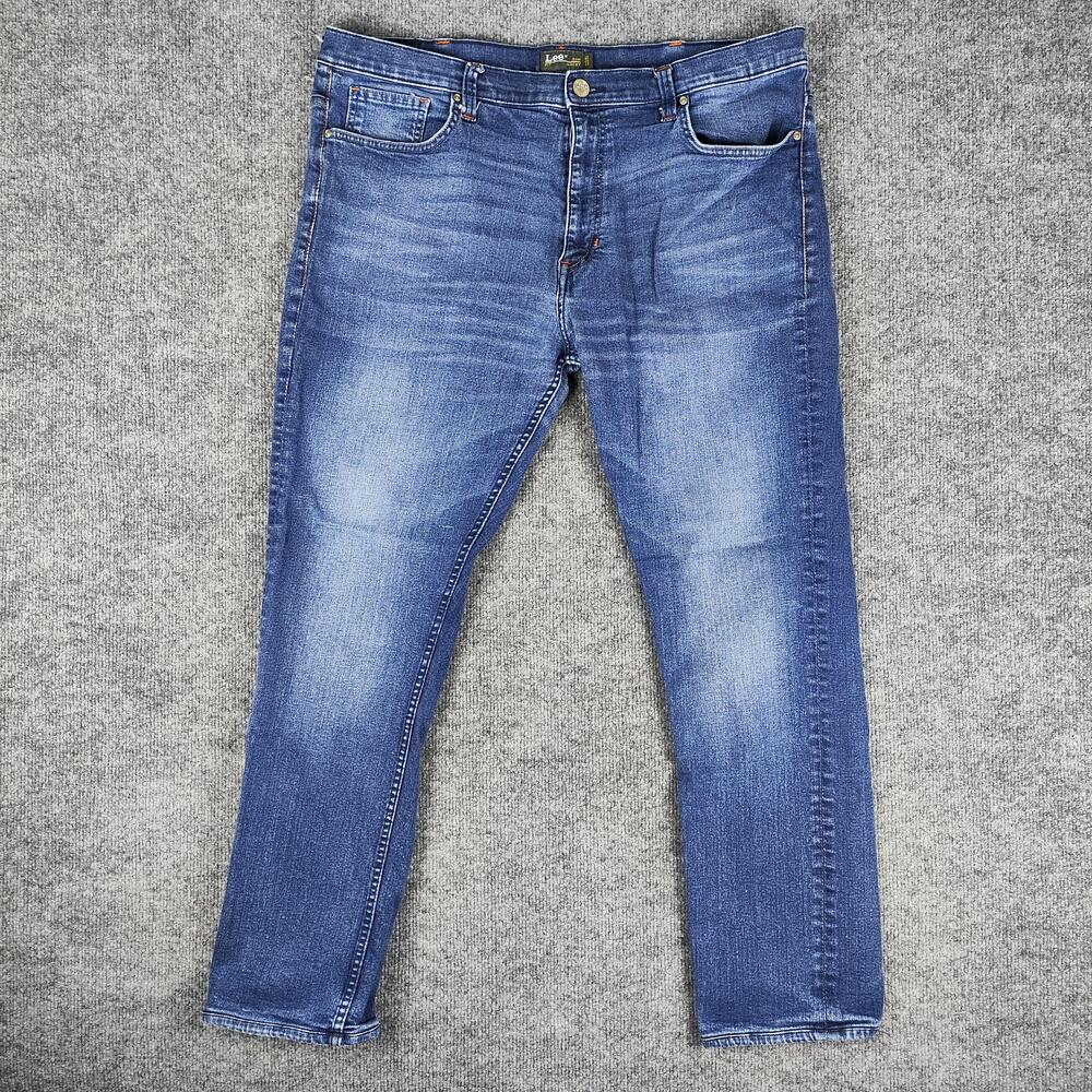 Lee Macky Jeans Mens 40x33 Blue Medium Wash Slim Tapered Stretch Denim Pants